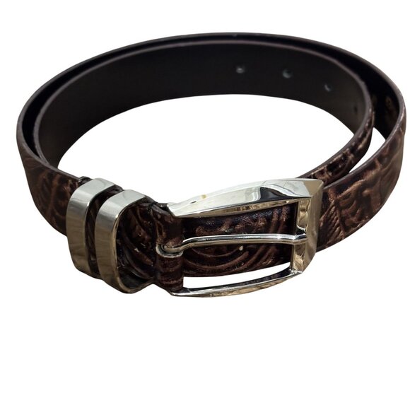 Sandy Duftler Designs Embossed Genuine Leather Belt, Western Design - Picture 8 of 8